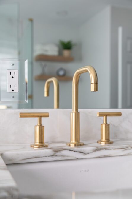 Photo of a bathroom design project with luxury faucets