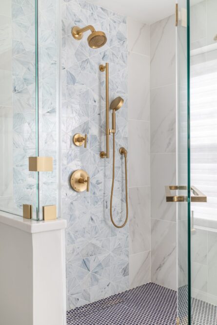 Photo of a bathroom design project where a small bath was transformed into a spacious shower room